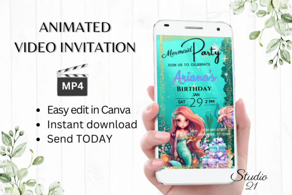 Download Digital Mermaid Birthday Invitation - Premium Resources