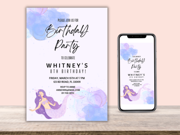 Download Mermaid Birthday Invitation Template - Premium Bundle