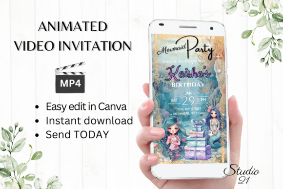 Download Digital Mermaid Birthday Invitation - Premium Resources