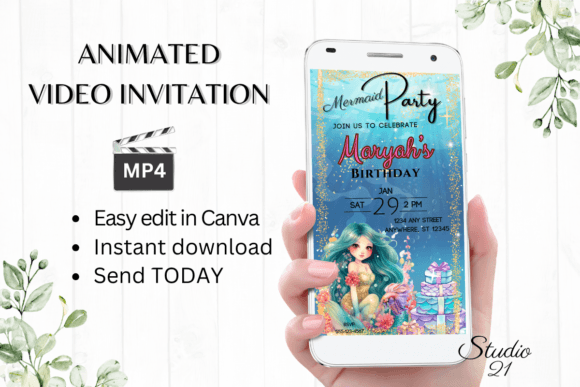 Download Digital Mermaid Birthday Invitation - Premium Resources