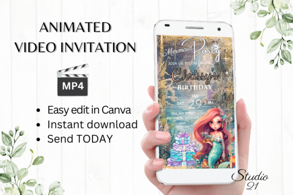 Download Animated Mermaid Birthday Invite - Premium Resources