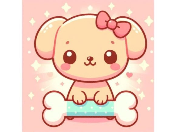 Download Kawaii Dog with a Bone - Premium Resources
